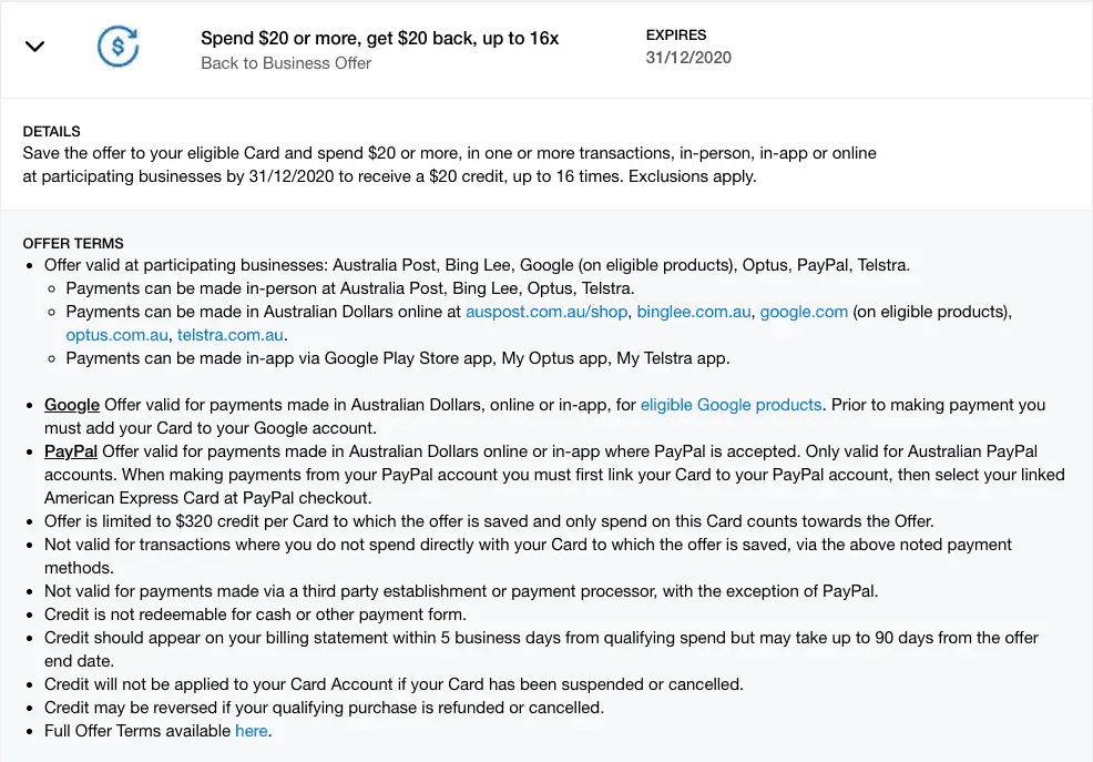 Amex Account Credit details