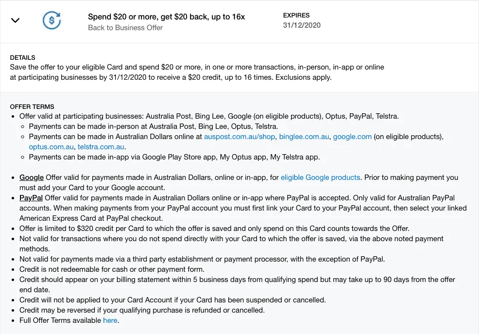 Amex Account Credit details