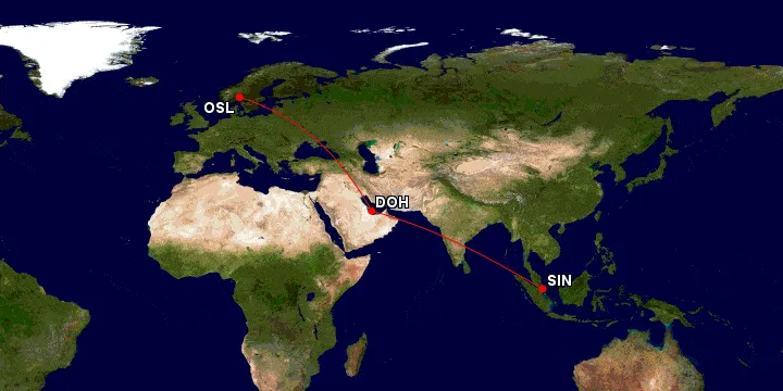 Qantas Frequent Flyer for British Airways Executive Club Oslo to Singapore