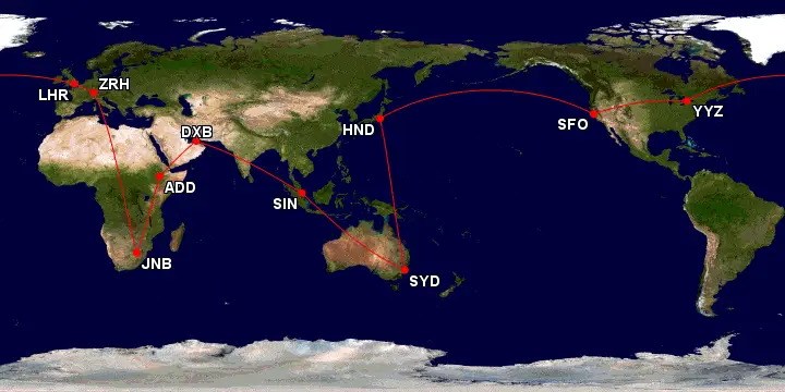 KrisFlyer Star Alliance Round The World Award Guide Itinerary