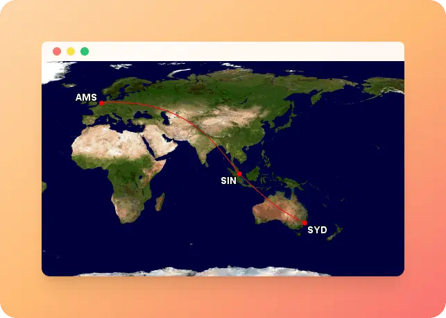 Sydney to Amsterdam via Singapore