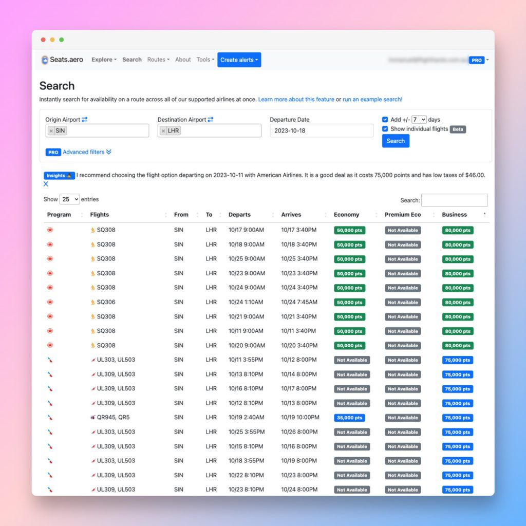 Finding reward flights with the Seats Aero feels like a cheat code.