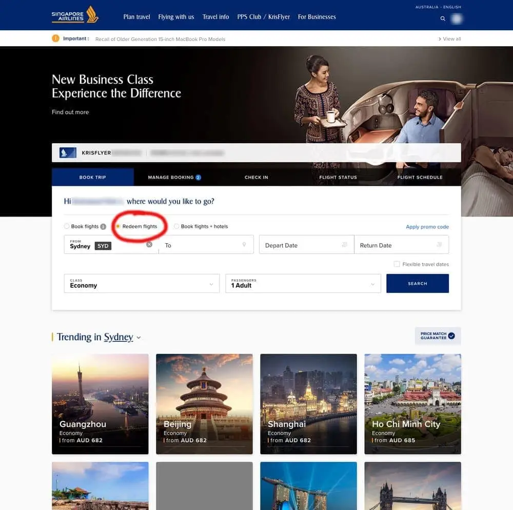 Fly Singapore Airlines First Class Australia to Paris New Business Class