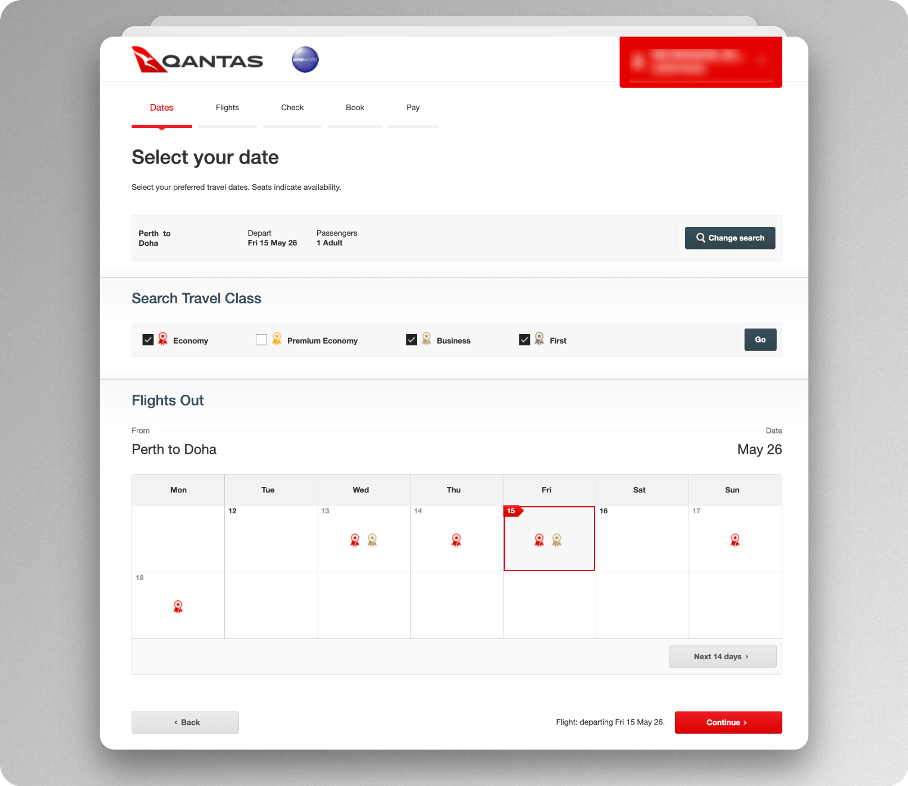 book Qatar Airways with Qantas Points