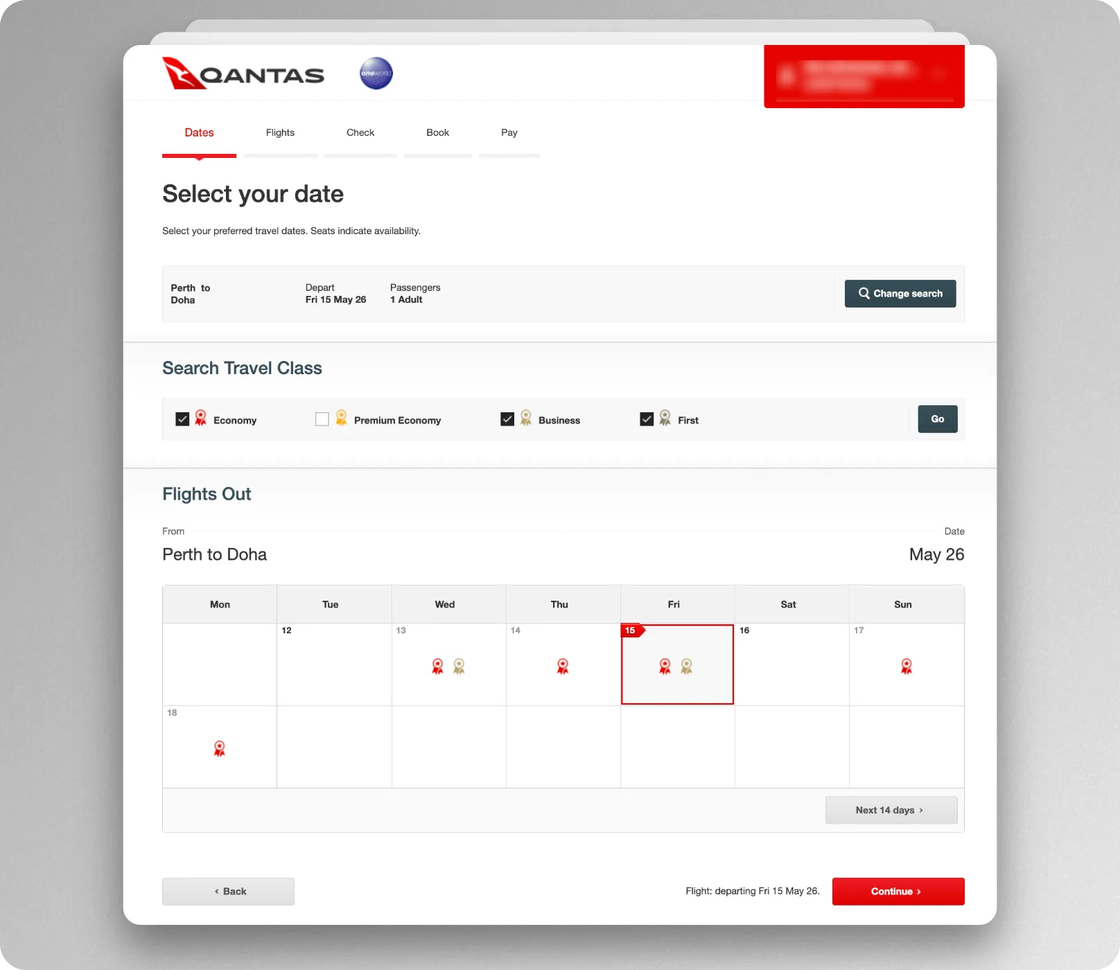 book Qatar Airways with Qantas Points