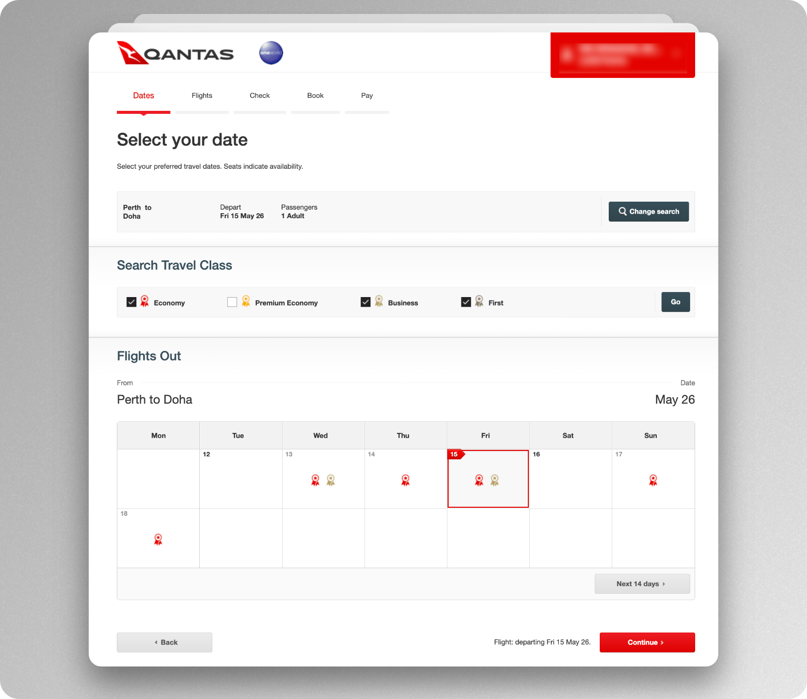 book Qatar Airways with Qantas Points