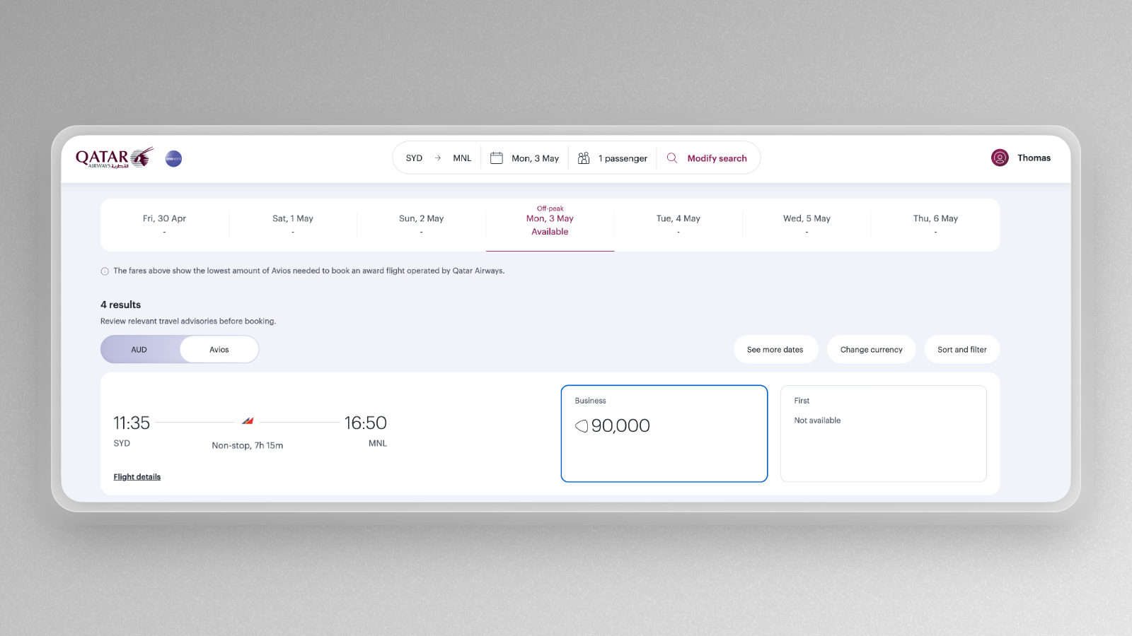 Philippine Airlines awards are now bookable using Qatar Avios
