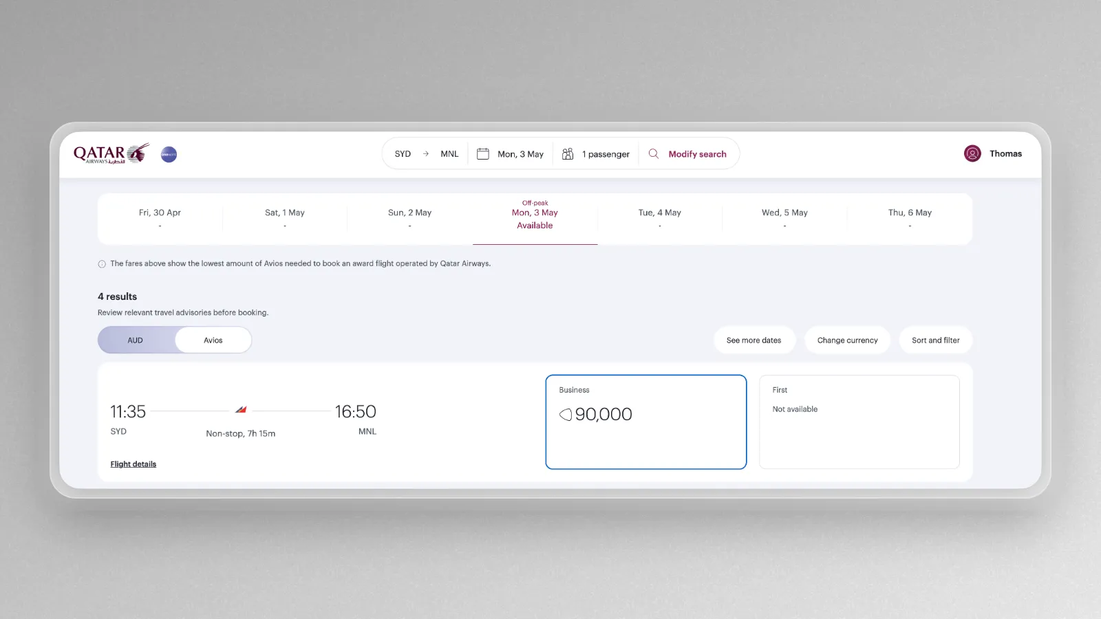Philippine Airlines awards are now bookable using Qatar Avios