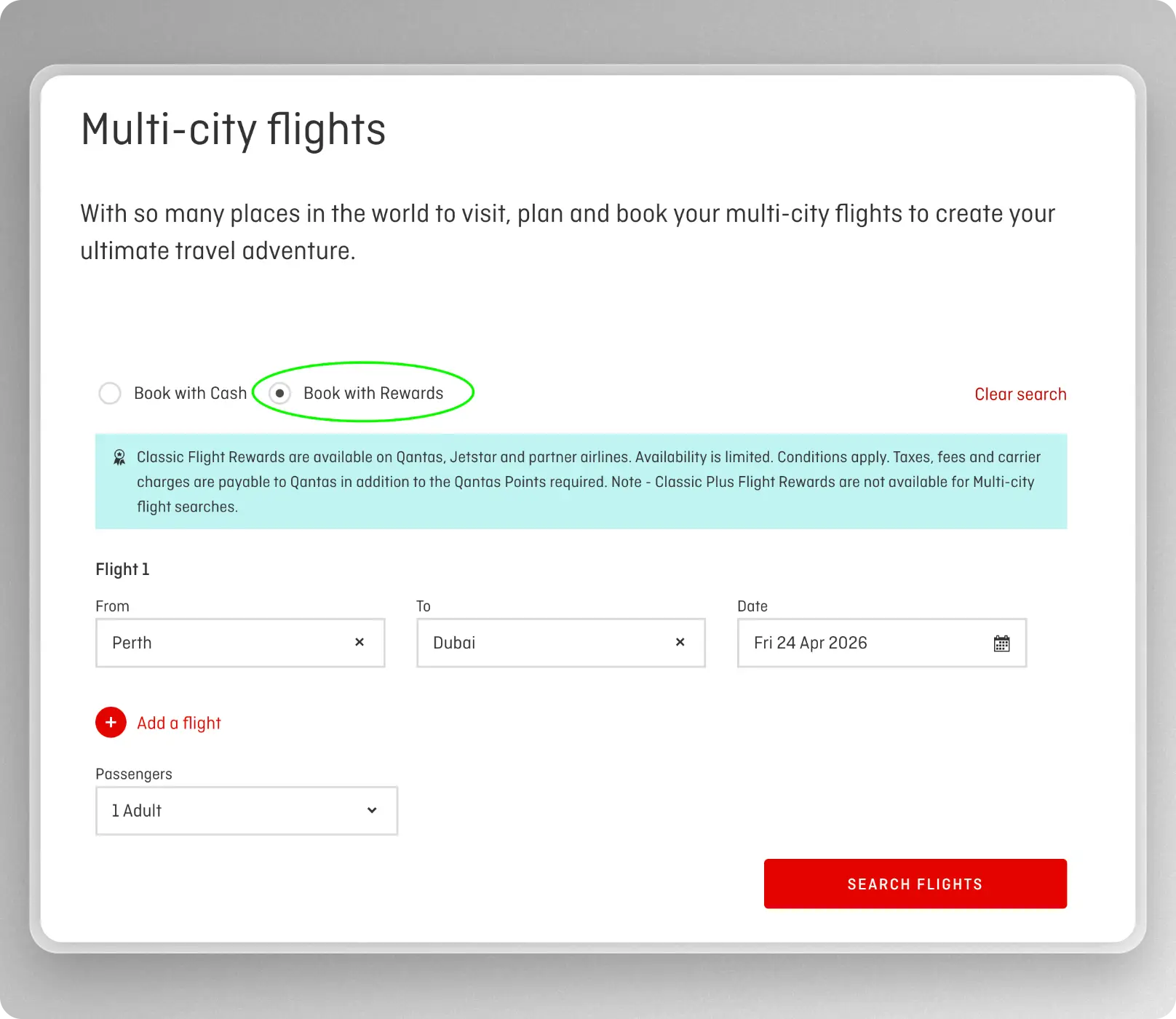 Qantas Multi City Search Tool to find Emirates award seats