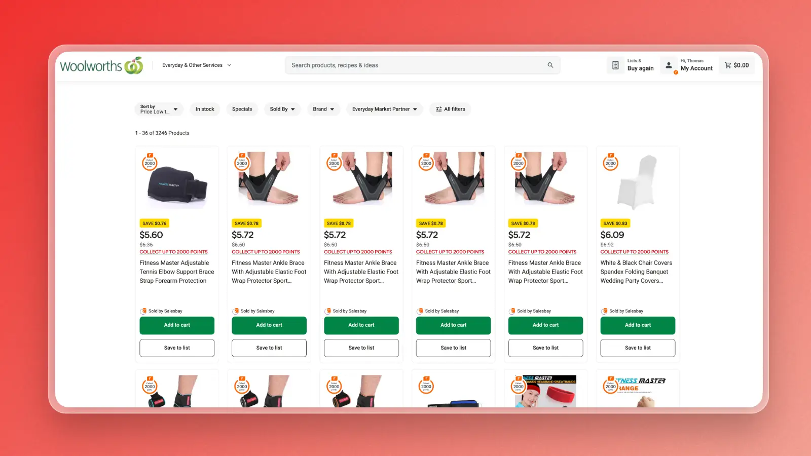 Other items also earn 2,000 Everyday Rewards Points each.