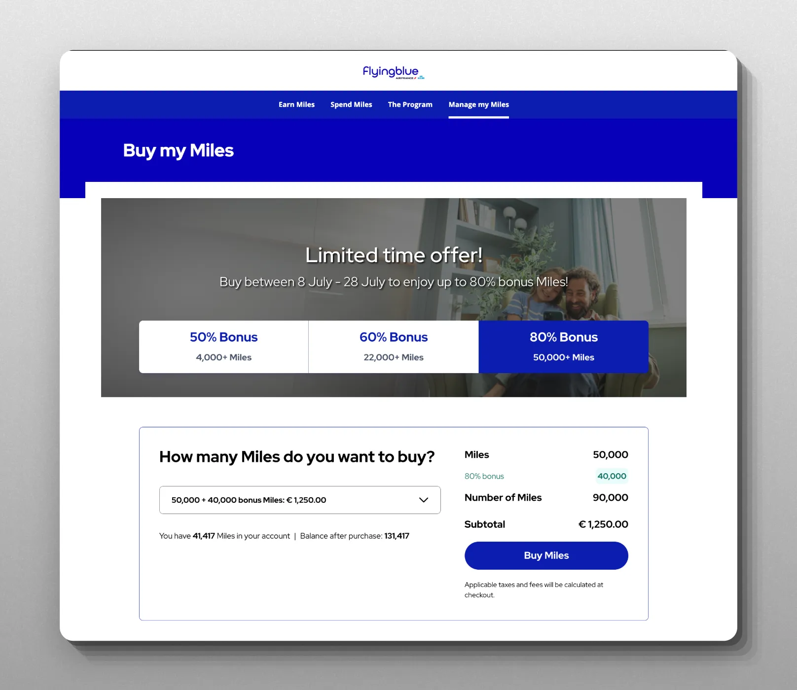 Buy Flying Blue Miles with a bonus
