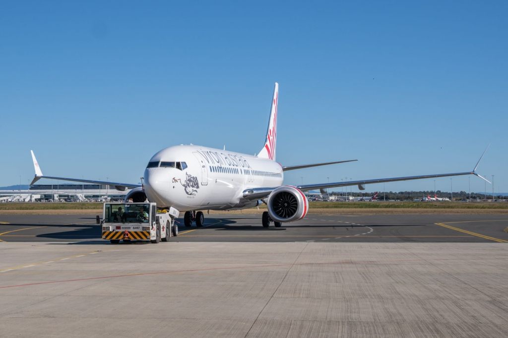 Virgin Australia 737 MAX-8 arrives in Brisbane