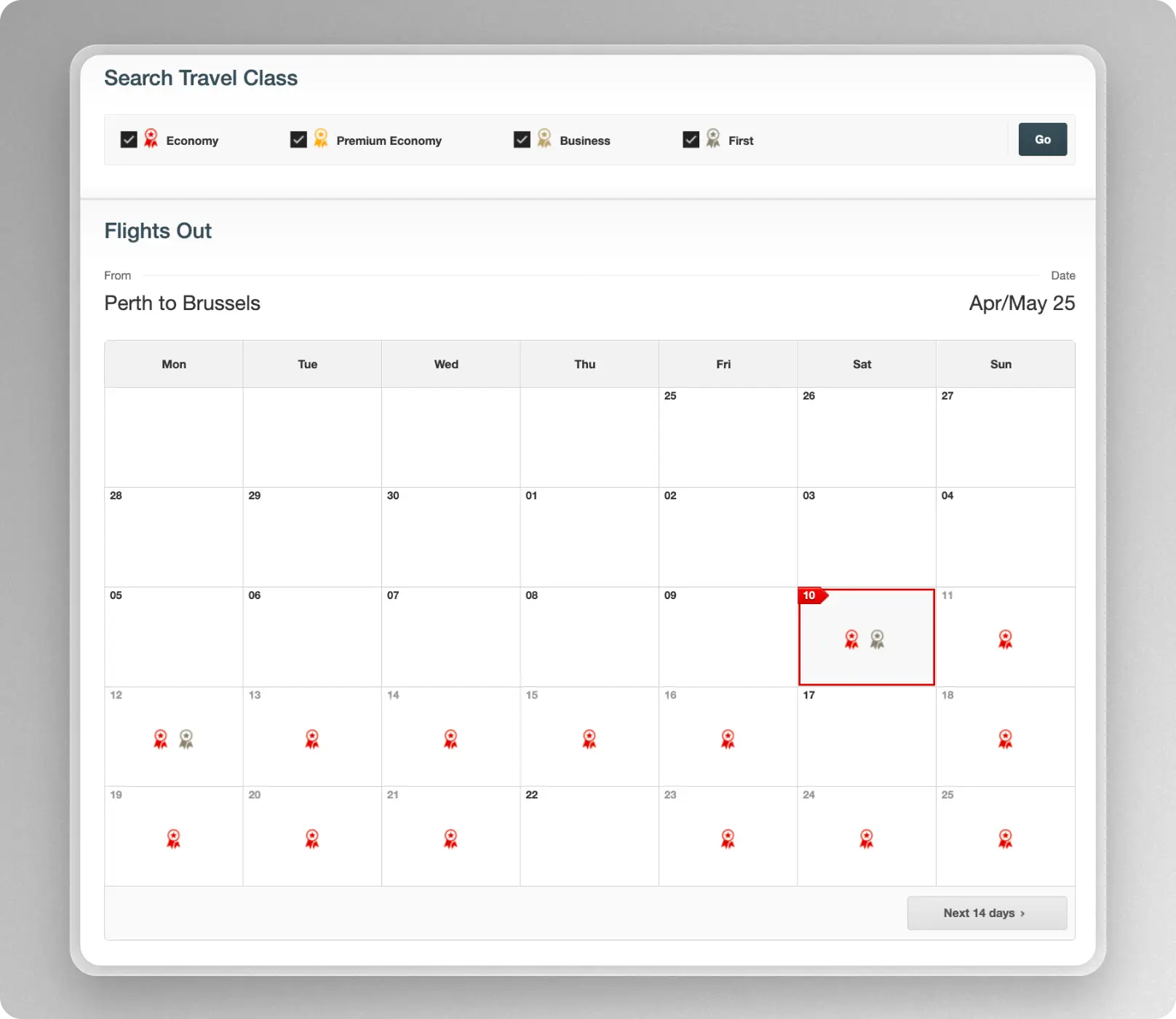 Qantas Multi City Emirates award search