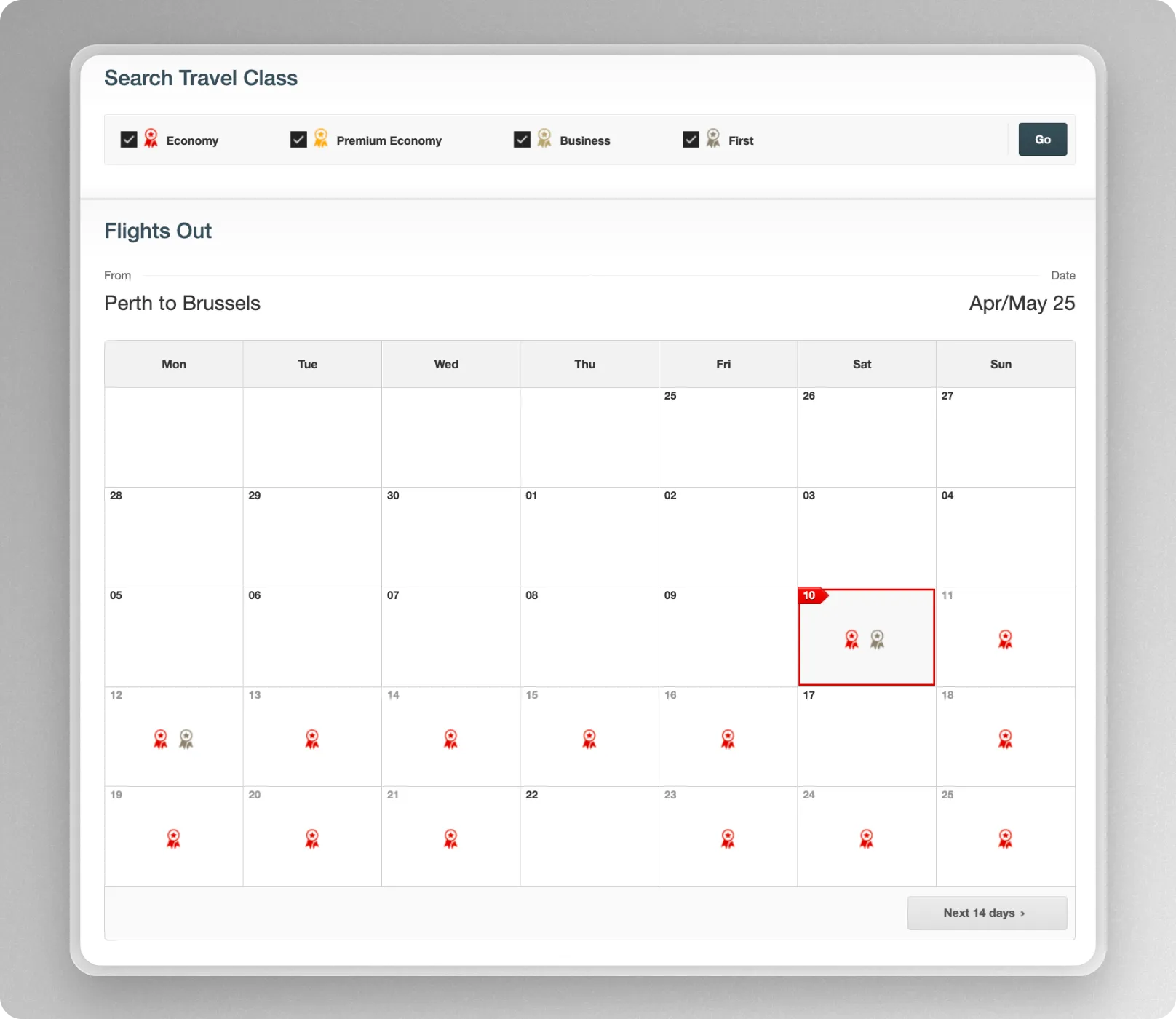 Qantas Multi City Emirates award search