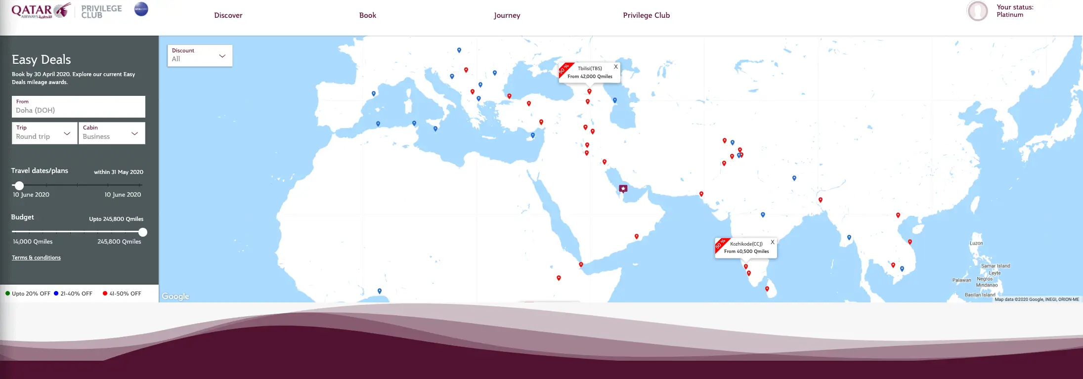 How To Maximise Qatar Airways Privilege Club Status Map
