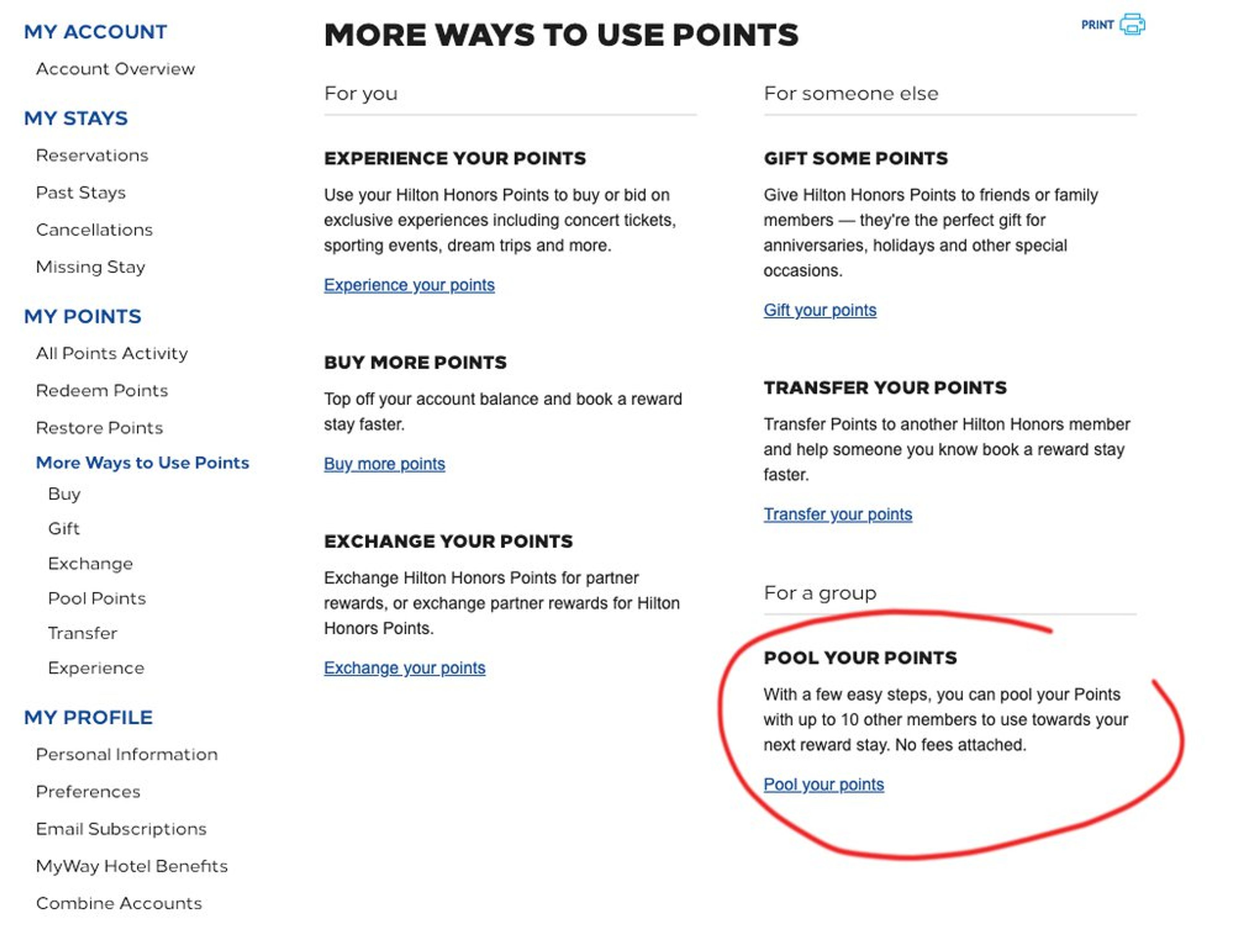 Guide: How To Use Hilton Points Pooling wat to Use Points