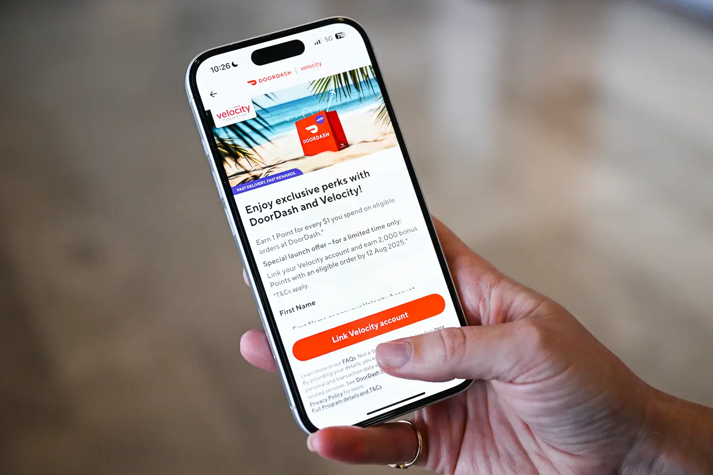How to earn Velocity Points on DoorDash orders