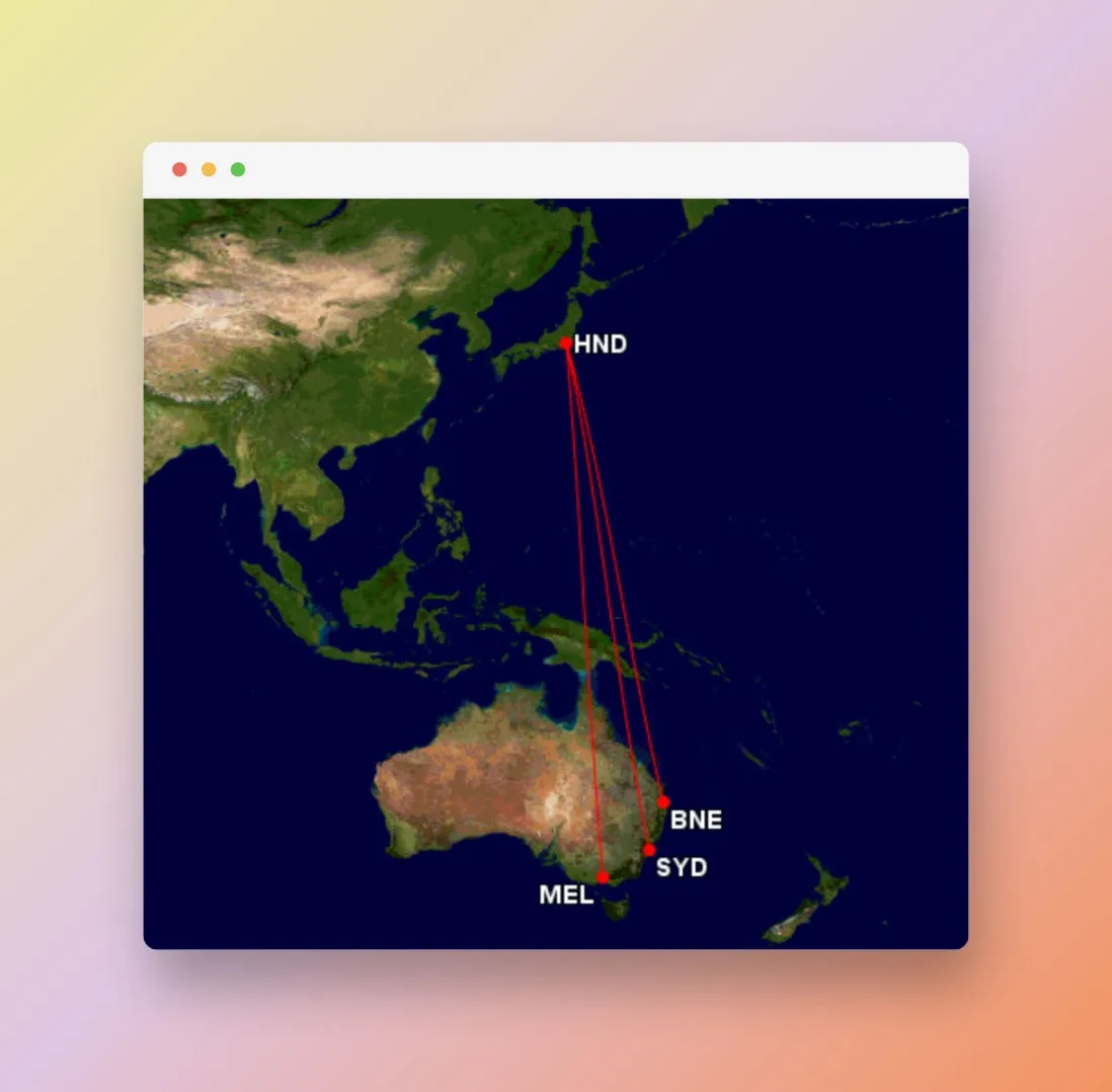 Australia to Japan