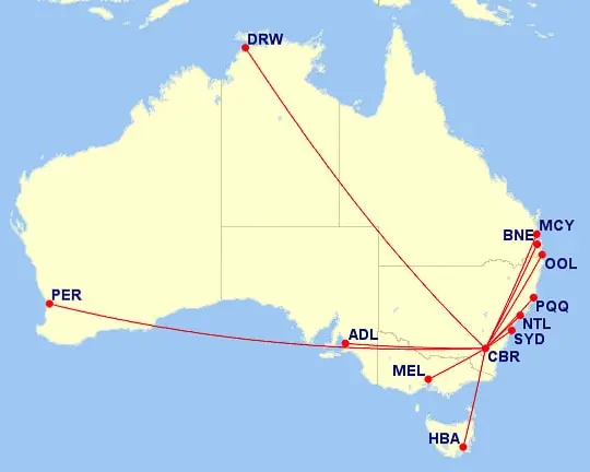 Canberra Airport Routes
