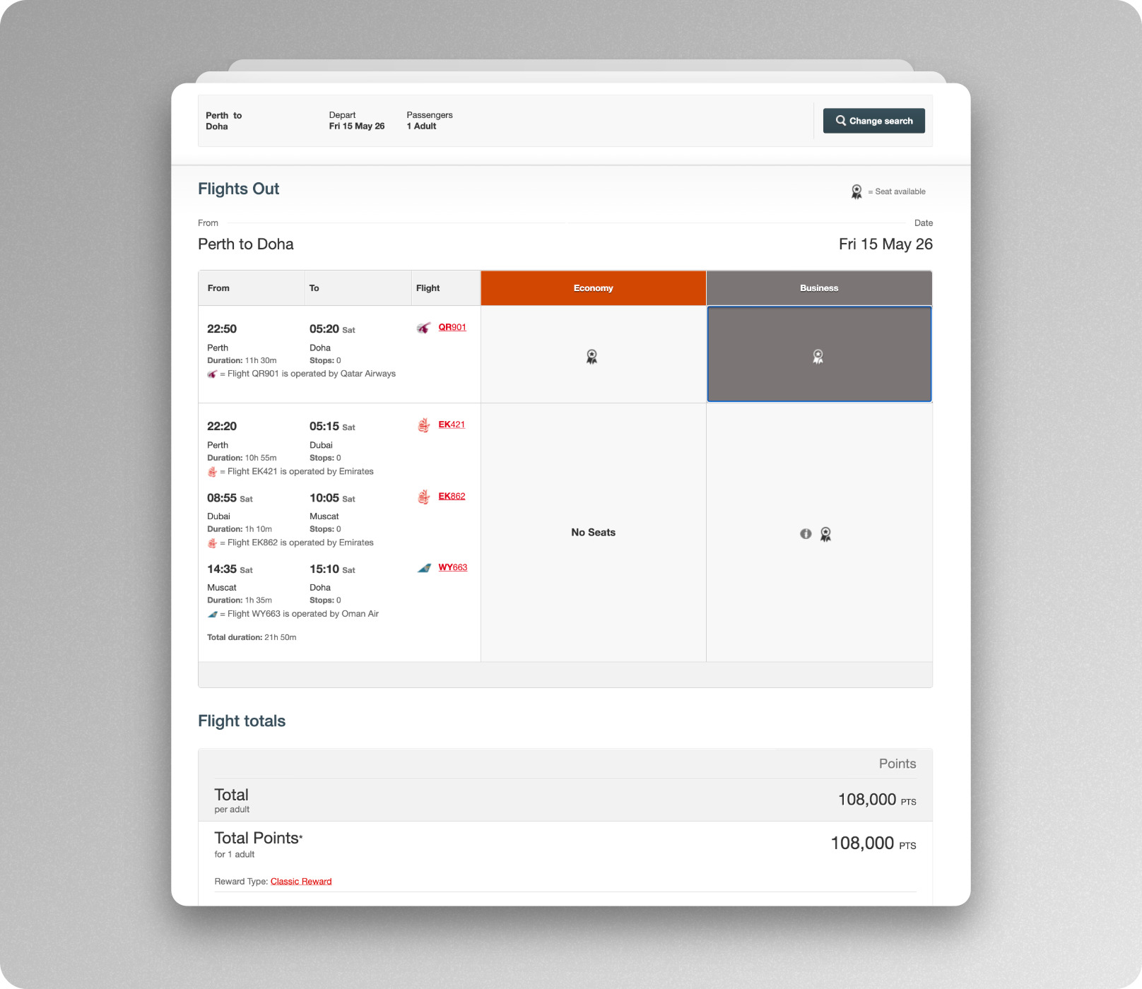 use points to book qatar airways