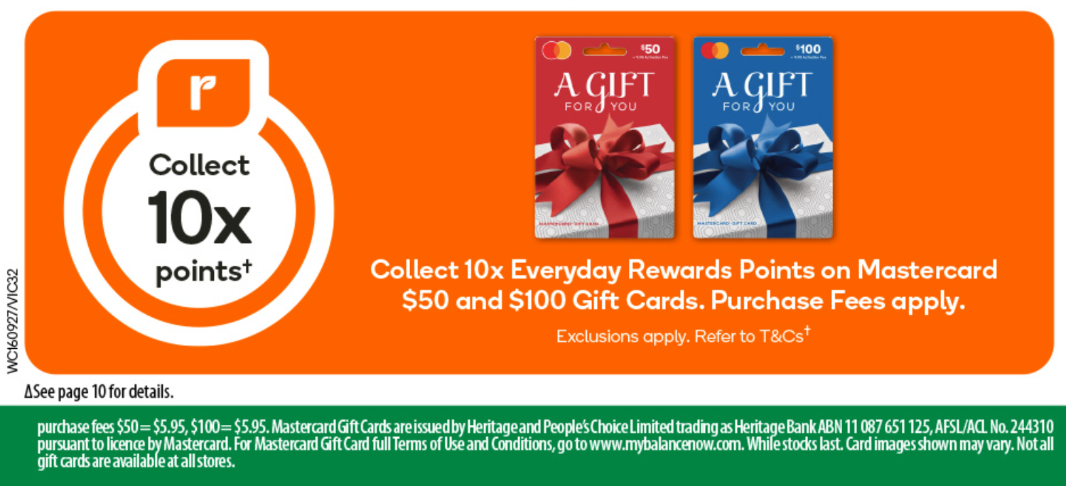 Woolworths bonus offer on gift cards