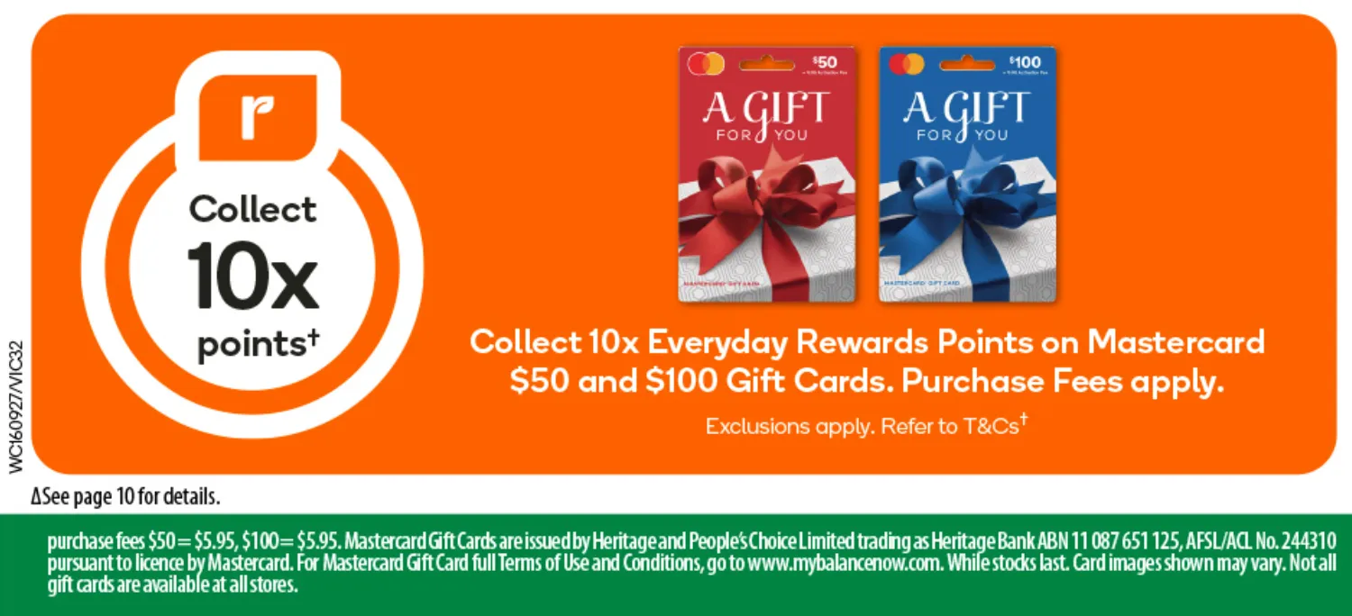 Woolworths bonus offer on gift cards