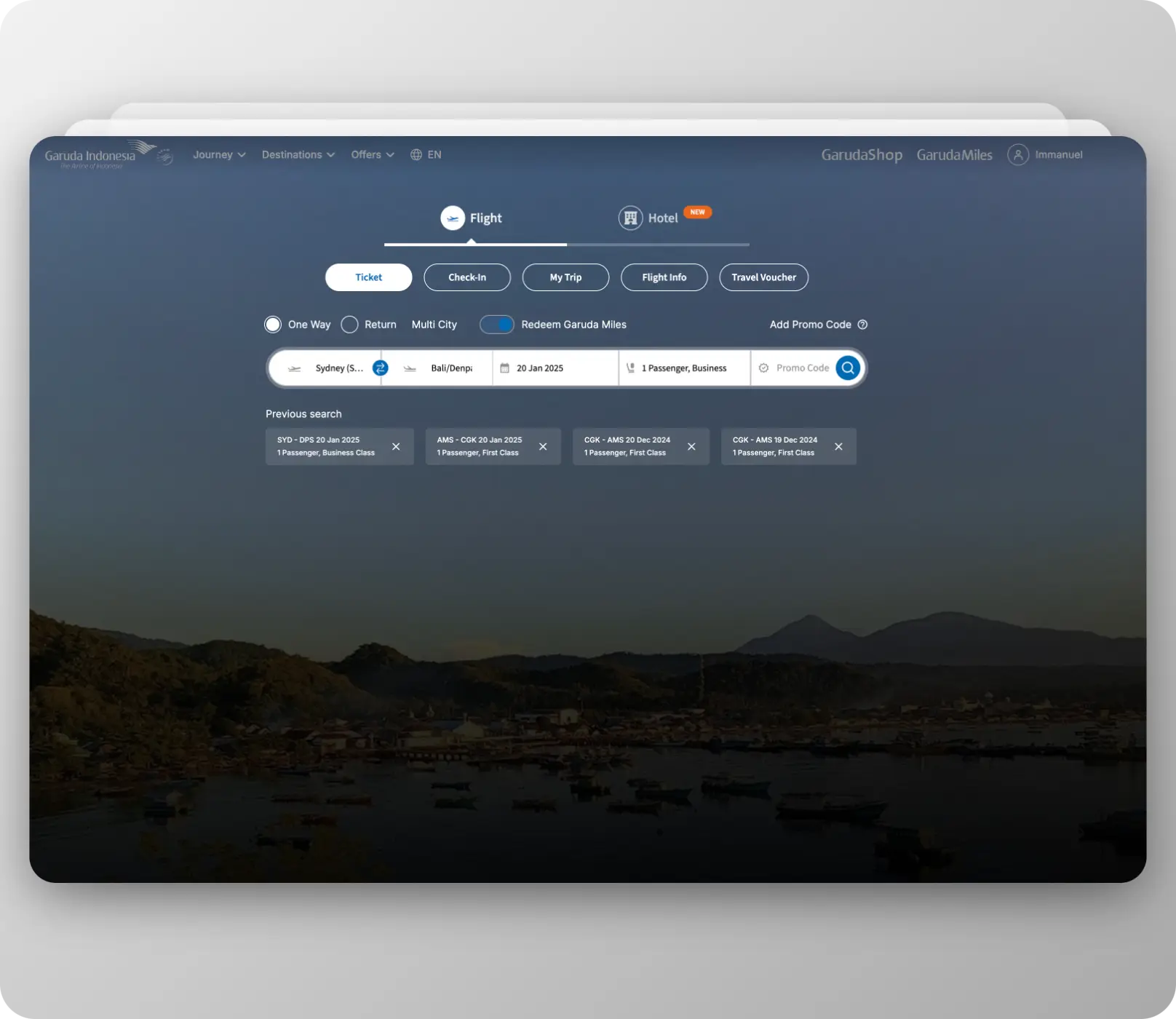 how to search for garuda award flights