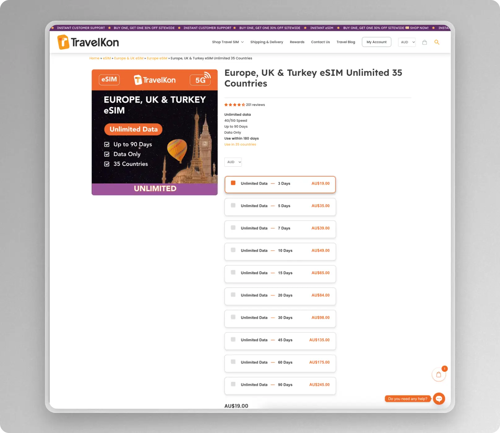 best TravelKon esim deals
