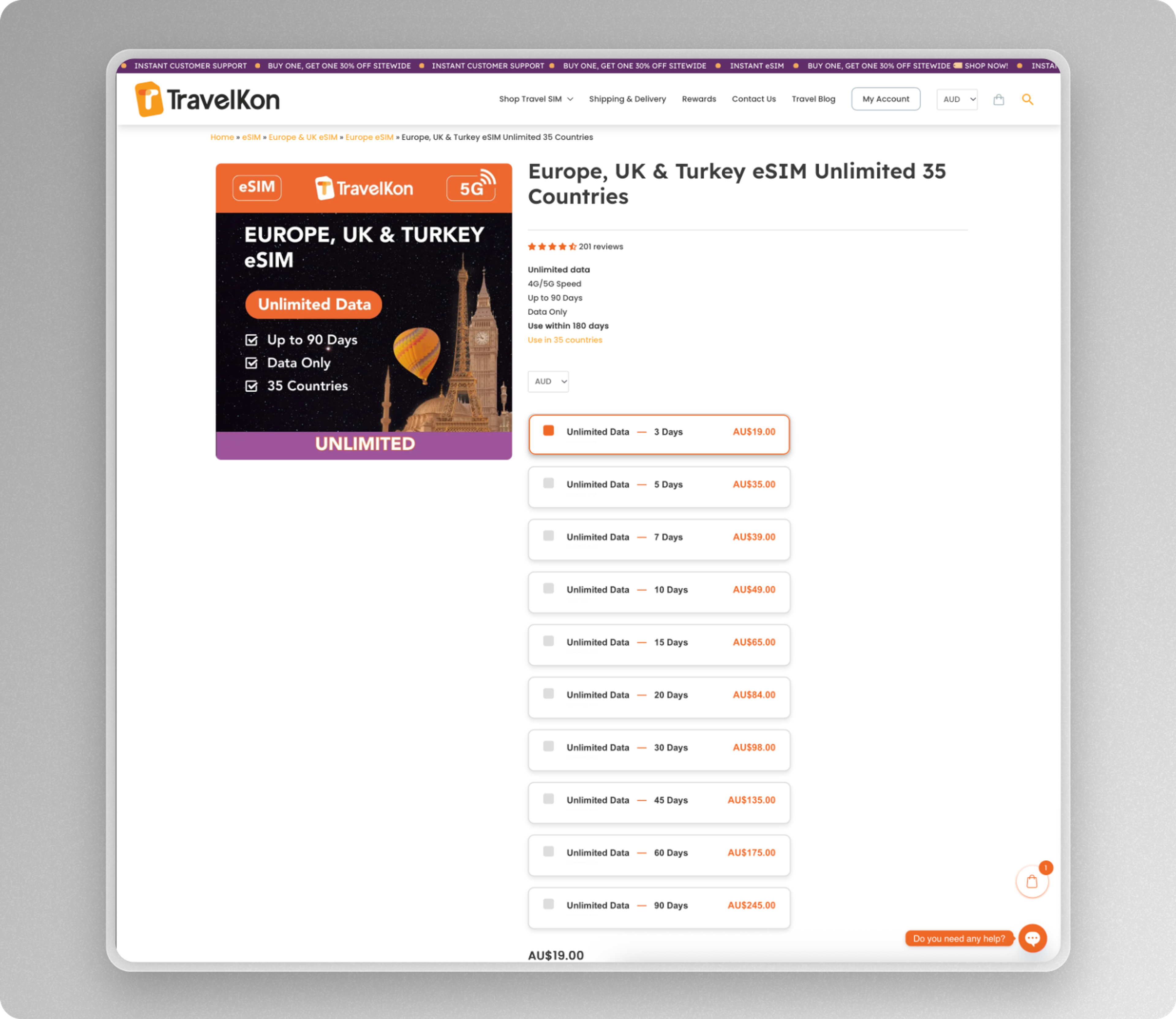 best TravelKon esim deals