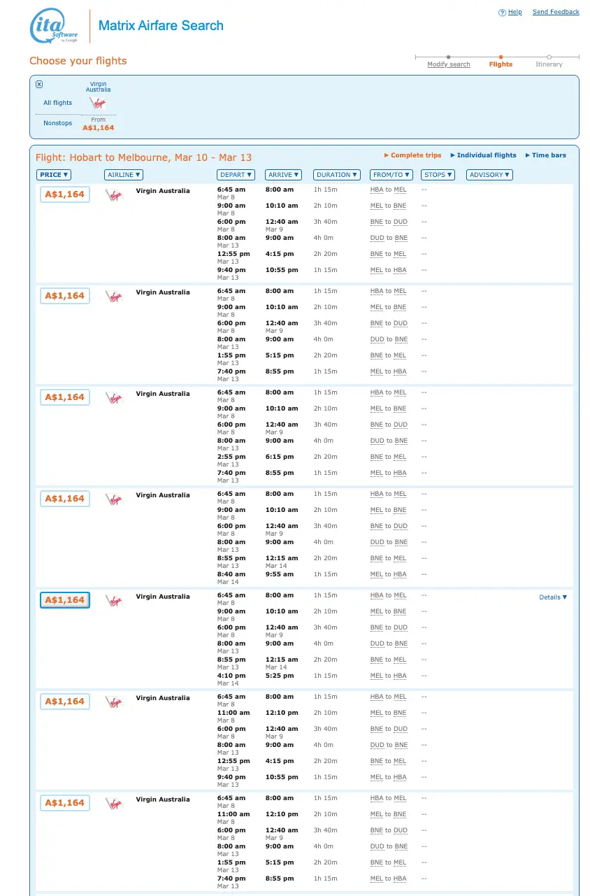 Virgin Australia Double Status Promotion Matrix Airfare Search