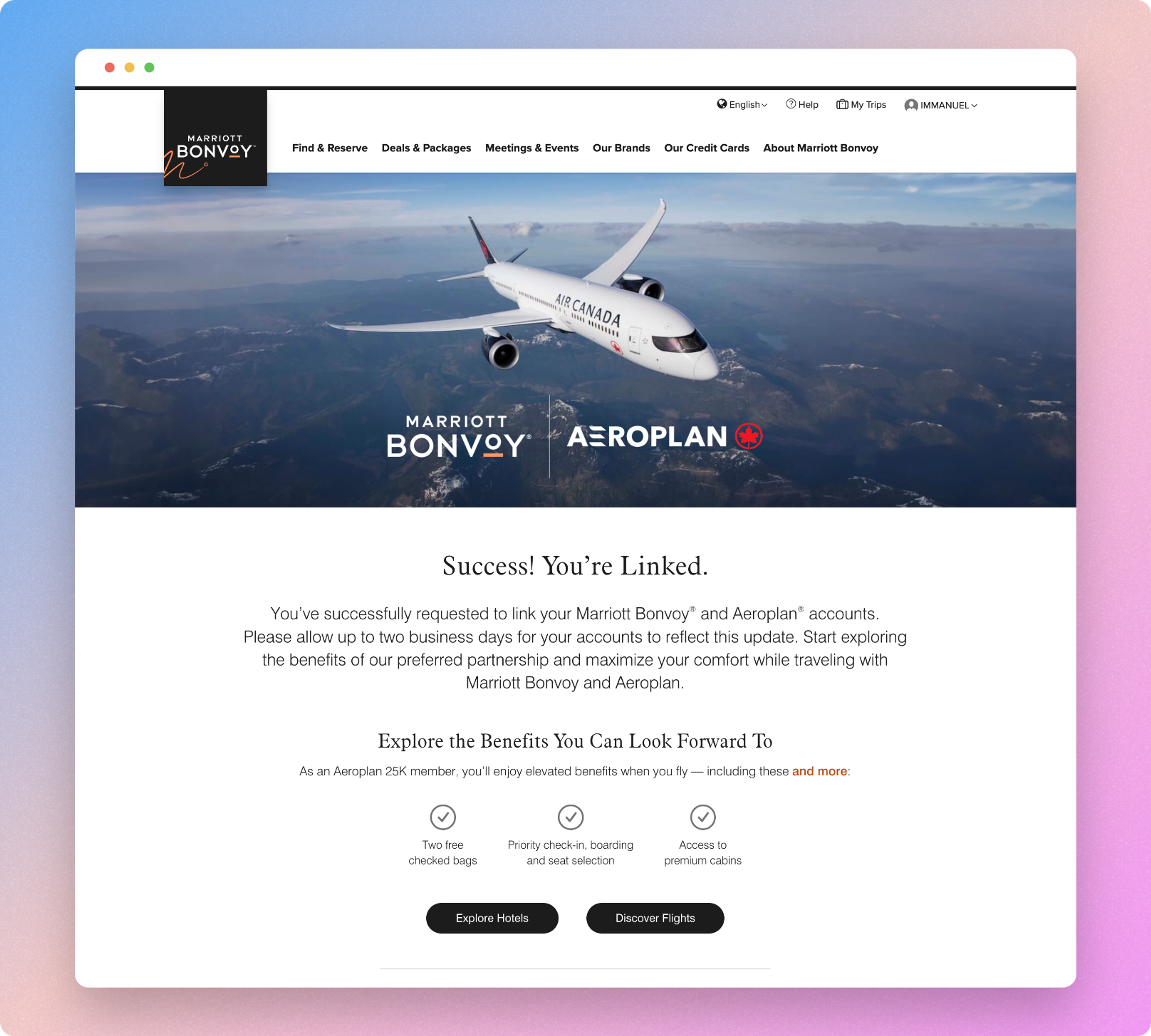 Air Canada Aeroplan Marriott Bonvoy status match