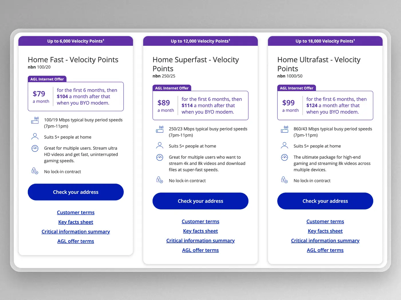 Bonus Velocity Points On AGL Internet Plans