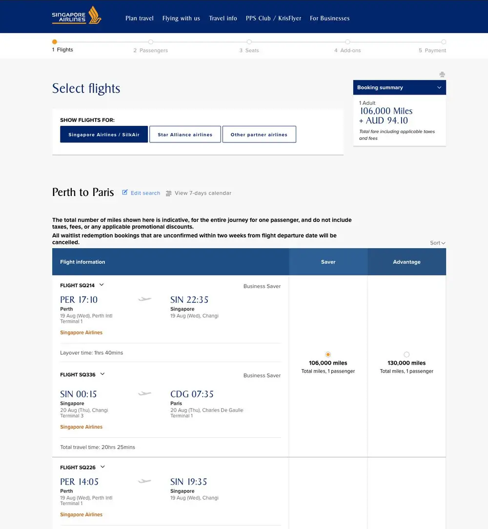 Fly Singapore Airlines First Class Australia to Paris Select Flights