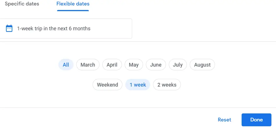 googl flights date search