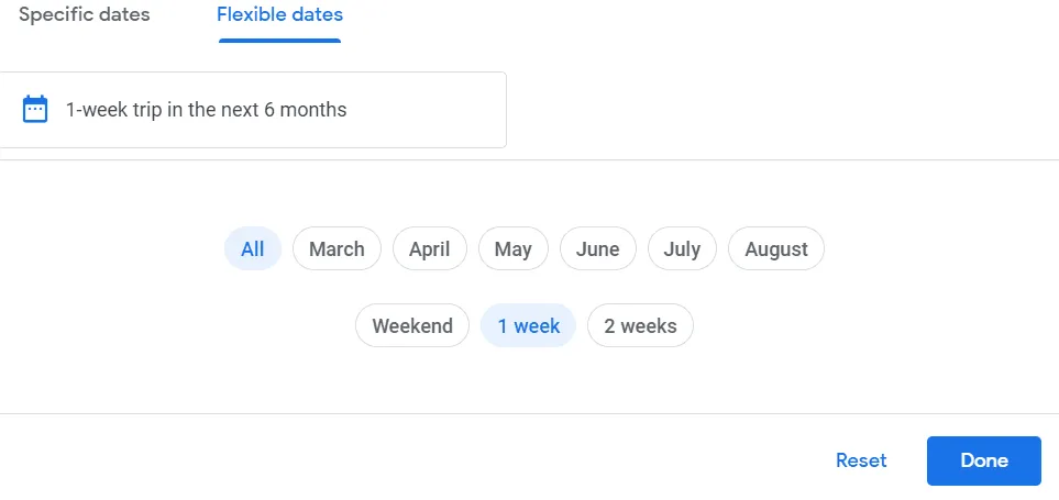 googl flights date search
