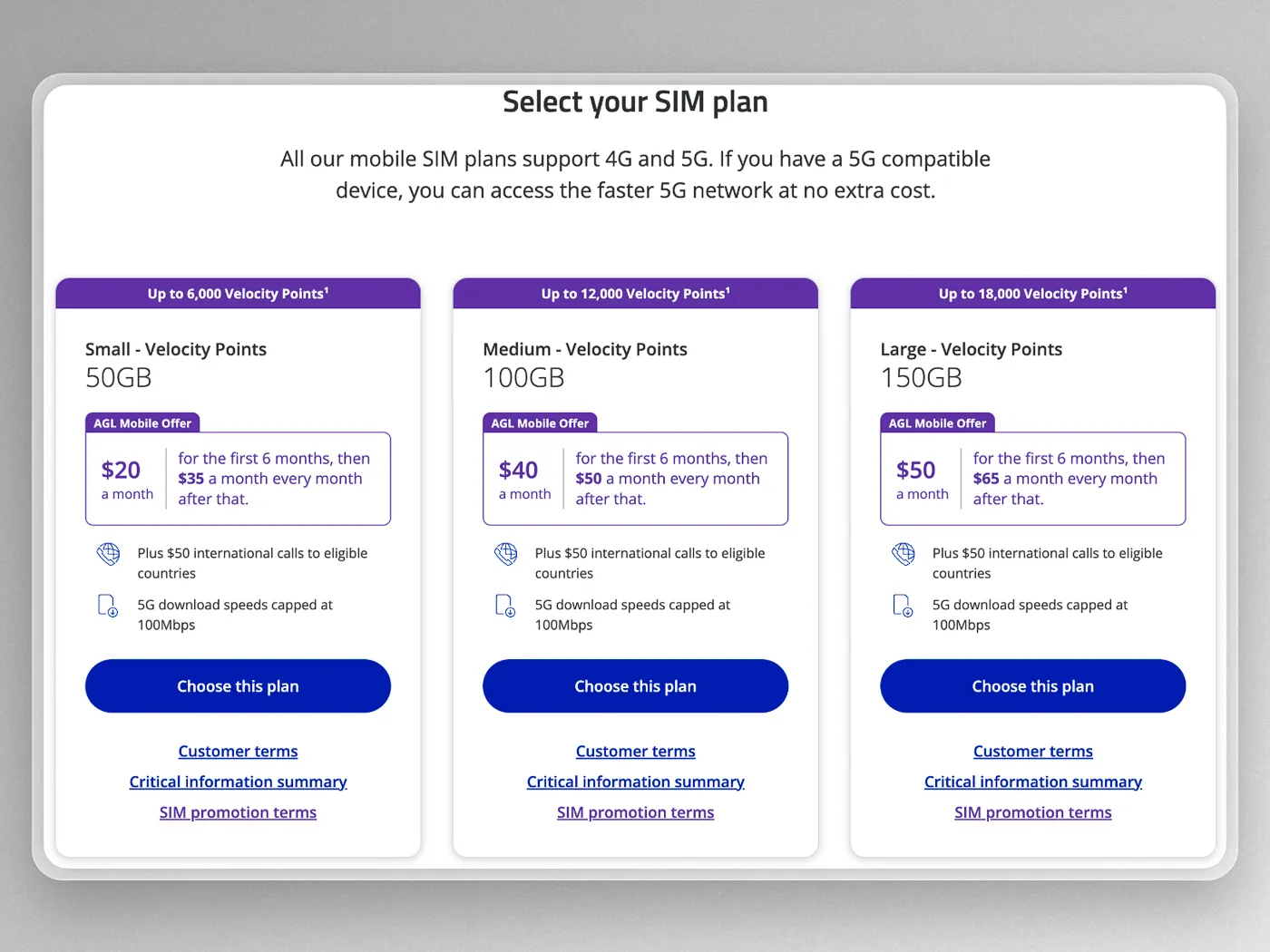Bonus Velocity Points On AGL Mobile SIM Plans