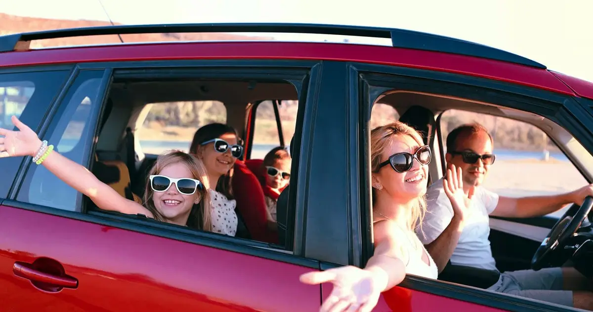 people riding the car
