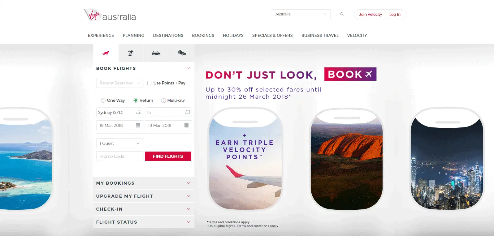 Virgin Australia Triple Points Promo Step1
