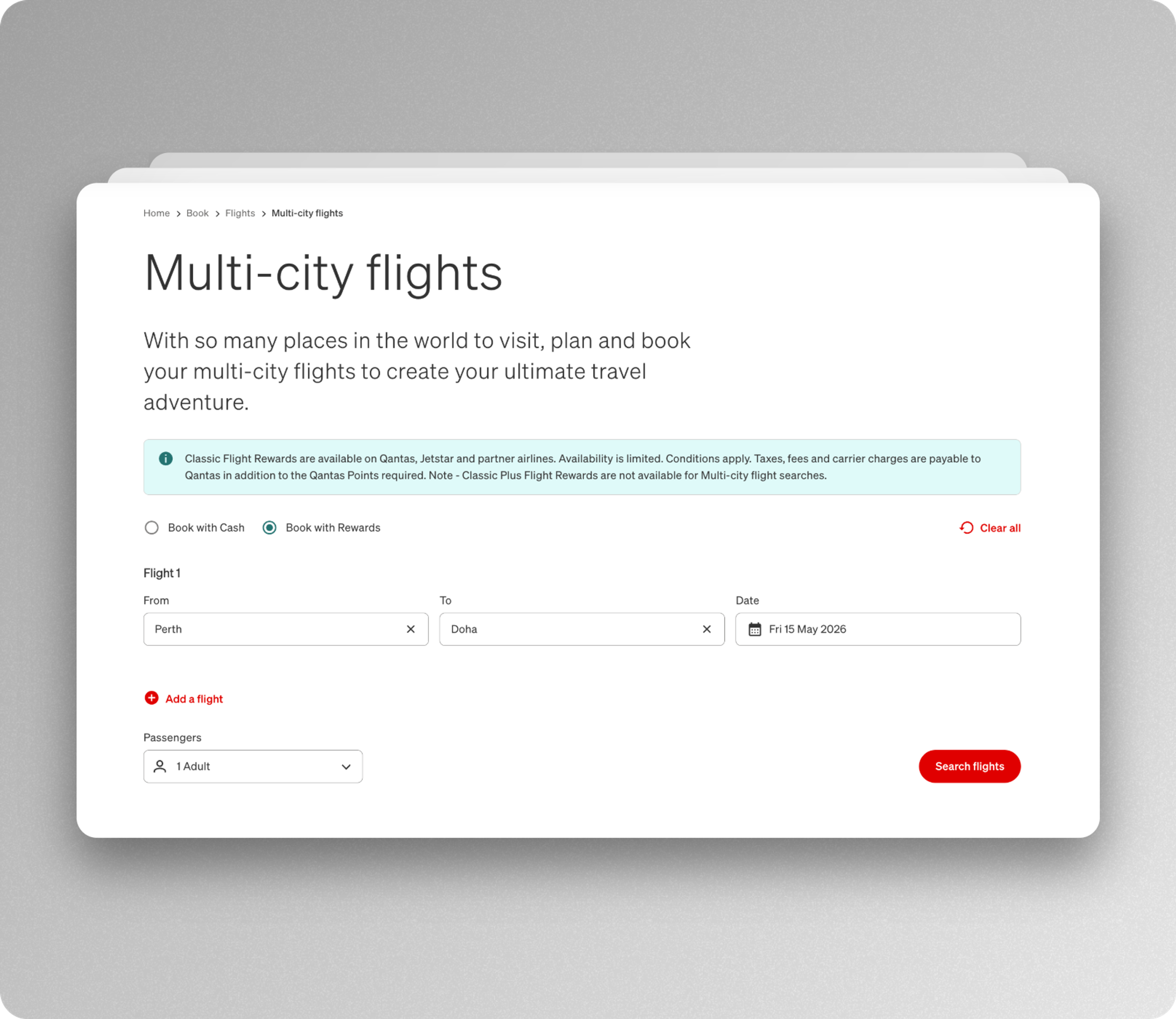 how to use qantas multi city