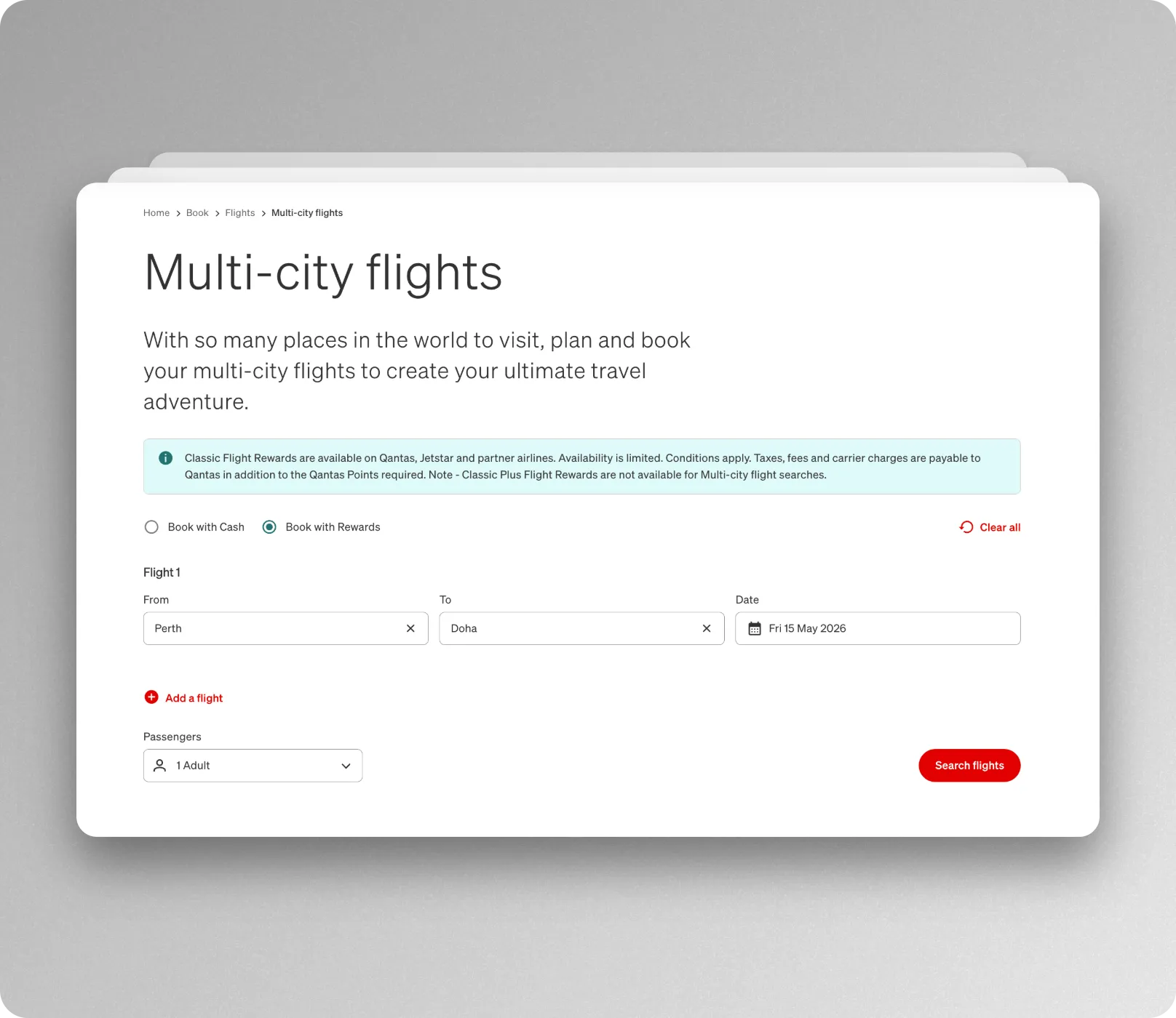 how to use qantas multi city