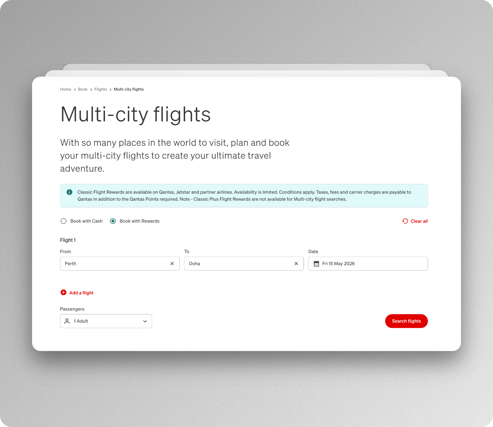 how to use qantas multi city