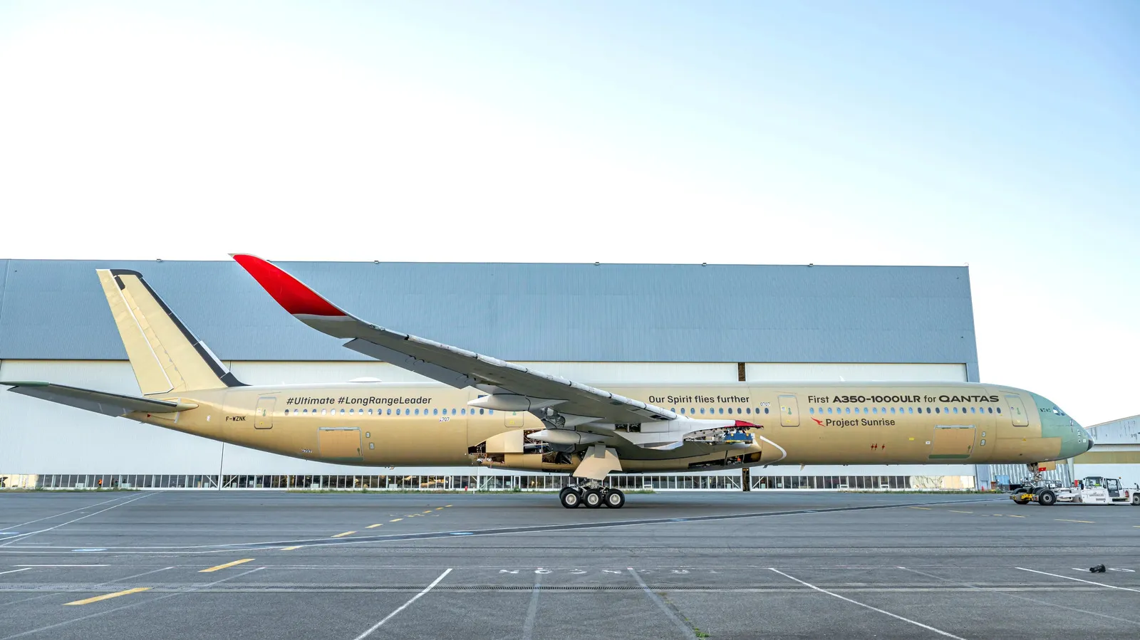 Qantas A350 on the Airbus assembly line in Toulouse