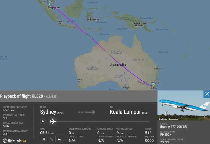 KLM Sydney to Amsterdam