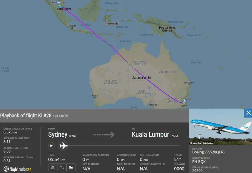 KLM Sydney to Amsterdam