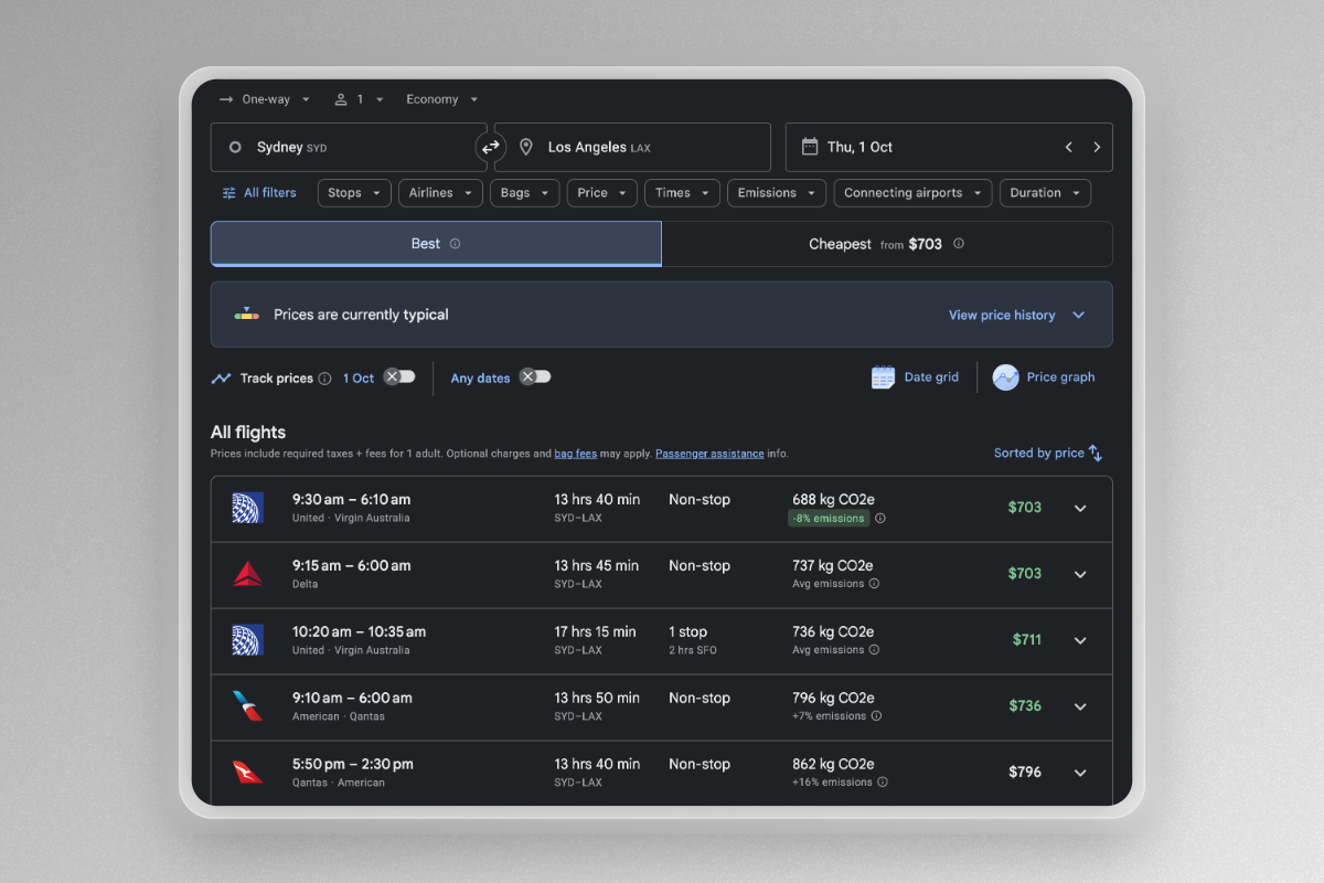 Google Flights is an easy to compare every flight across multiple airlines