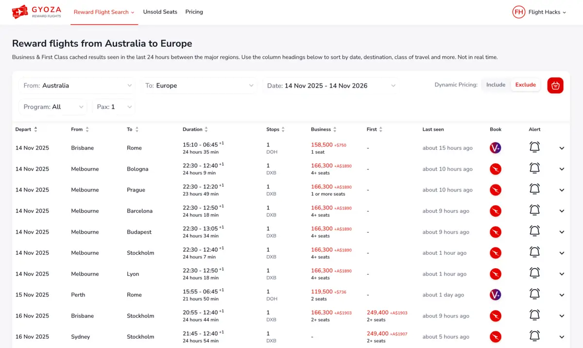 Region to region searching in Gyoza Flights