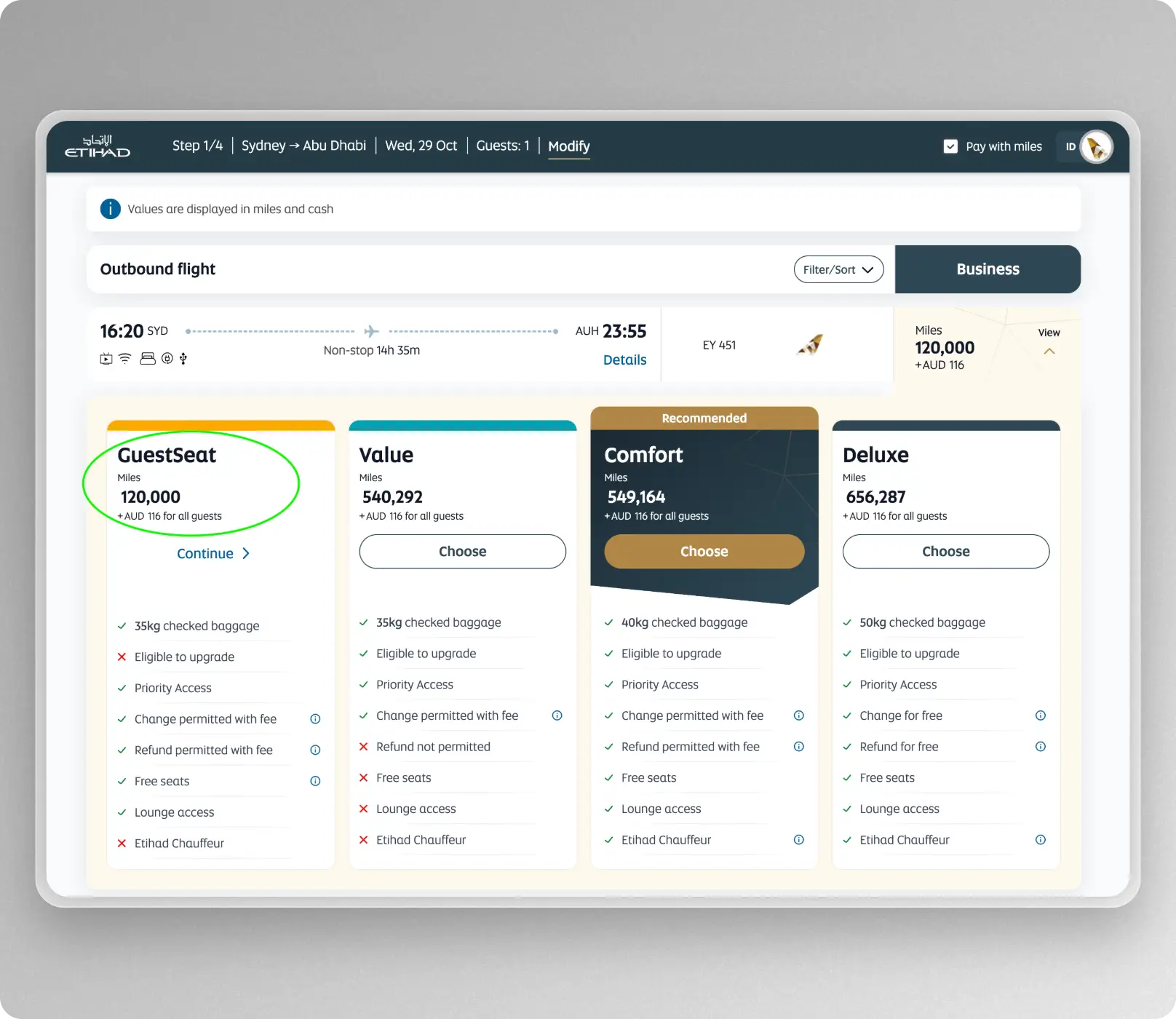 How to book Etihad with points
