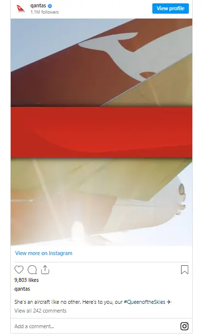 Qantas Farewells Instagram
