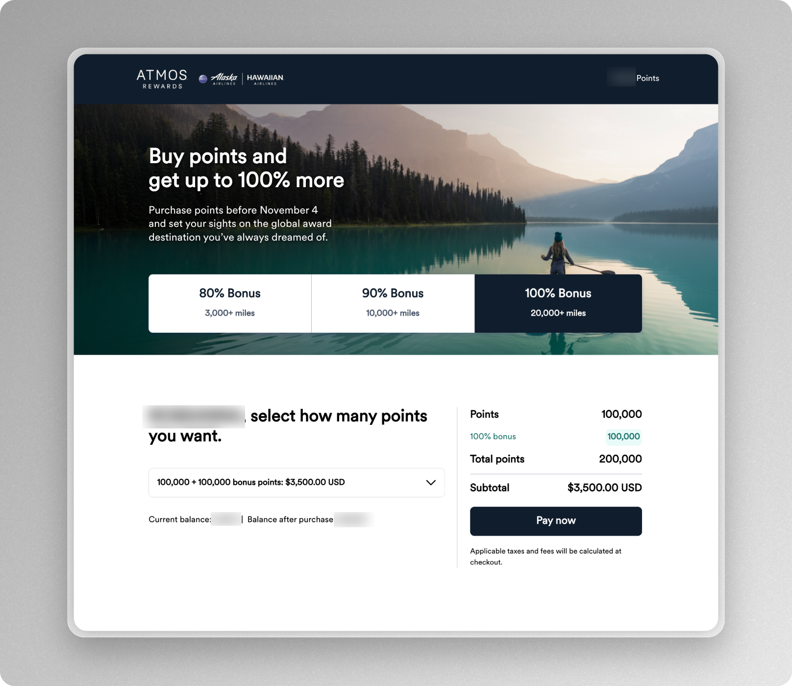 Buy Atmost points with a bonus
