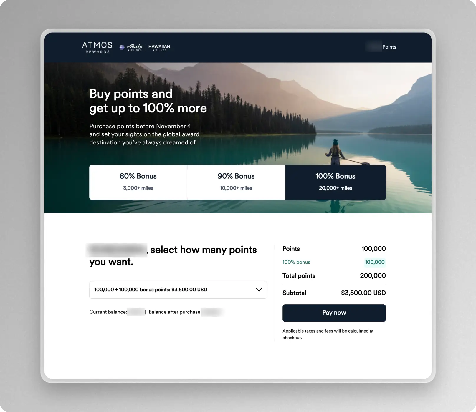 Buy Atmost points with a bonus